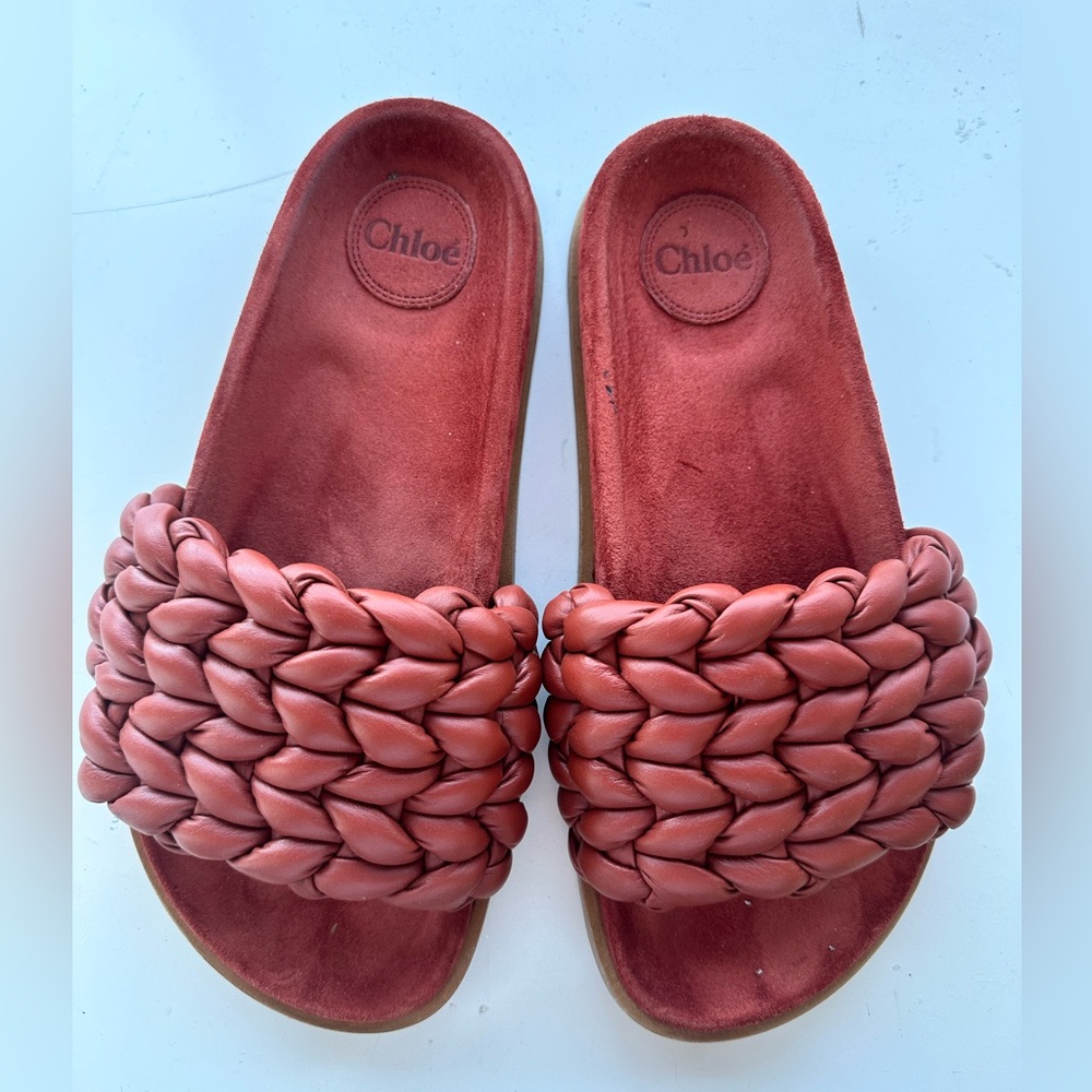 Chloe Red Braided Sandals